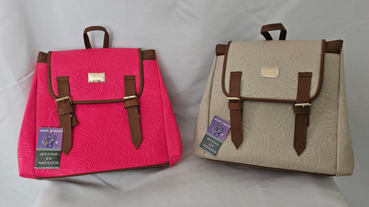 Backpack flower design leather